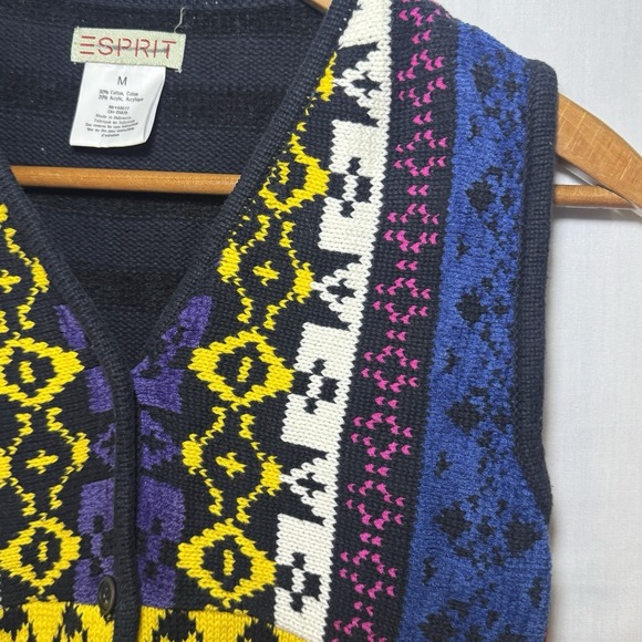 Vintage Esprit Sweater Vest with Button Front Size Medium - Picture 6 of 6